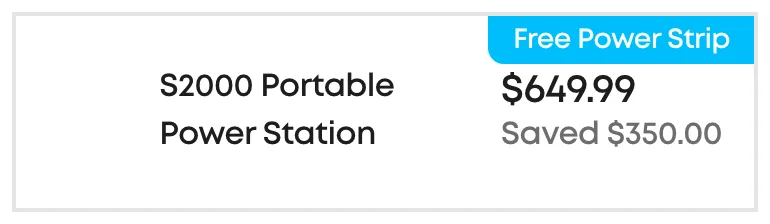 Anker SOLIX option card for the S2000 Portable Power Station at $649.99, “Saved $350.00”. The archive did not save the thumbnail.