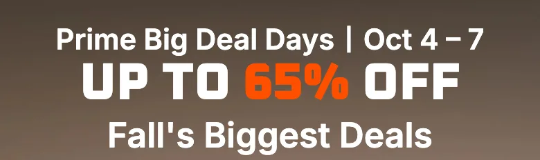 Jackery’s sale page banner reading “Prime Big Deal Days, Oct 4 – 7, Up to 65% Off, Fall’s Biggest Deals”.